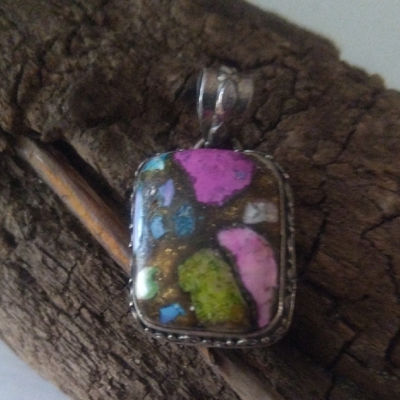 Jewelry - Vibrant 925 Pink and Blue Stone Pendent